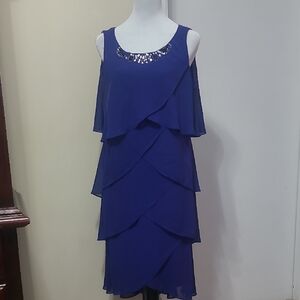 SL Fashions Sapphire Layered Midi Dress.